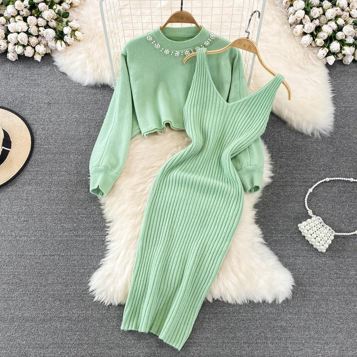 Robe en tricot pour femmes avec une texture côtelée élégante et des bretelles féminines Chic & Stil