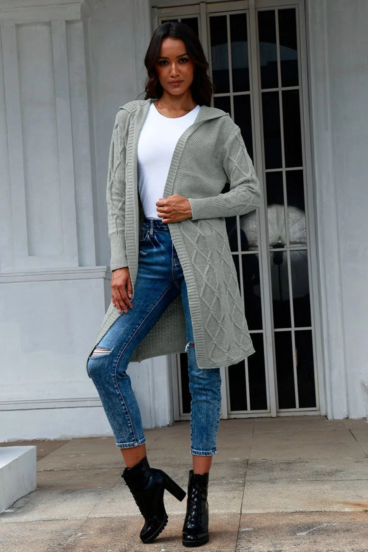 Ladies Chunky Knit Cardigan with Elegant Twisted Pattern Lune London