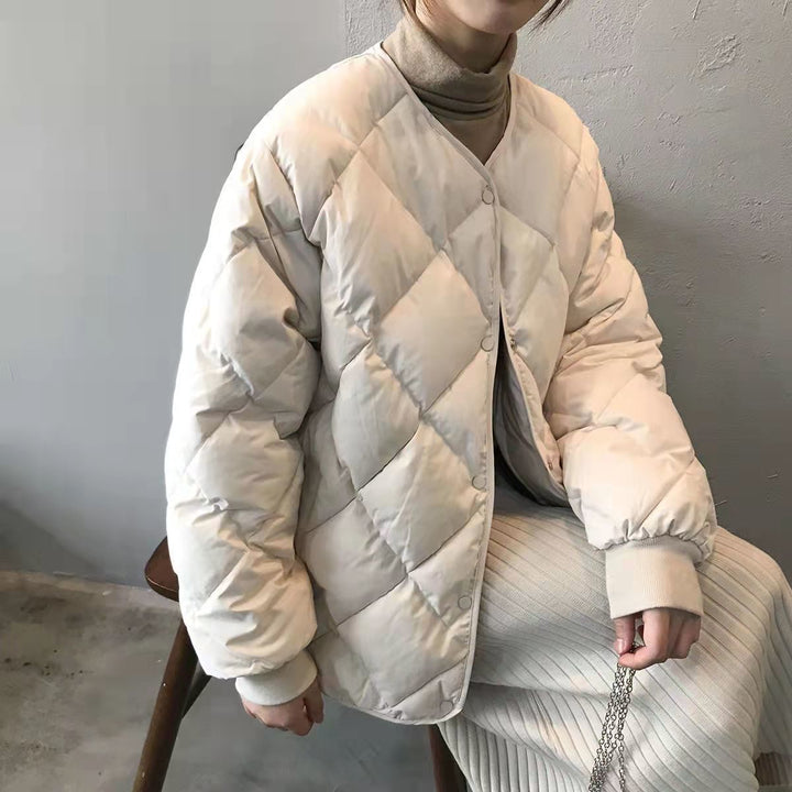 Ladies Lightweight Quilted Down Jacket with Fashionable Cut and Practical Snap Buttons Amarae
