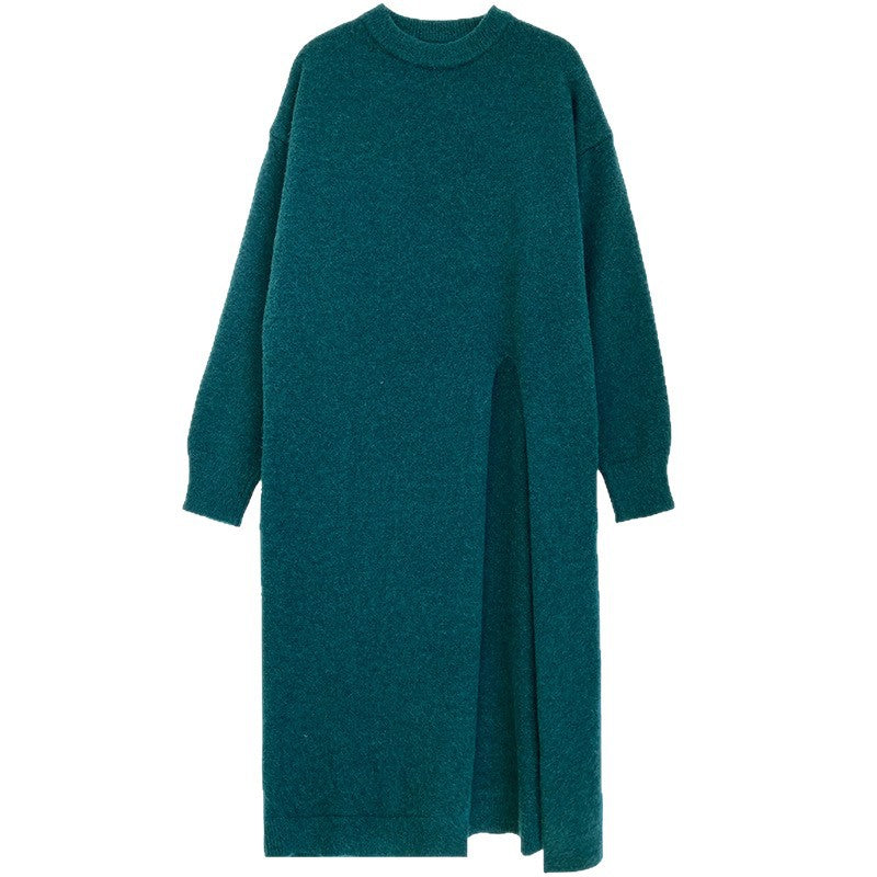 Women Long Knit Sweater with Loose Fit and Side Slits Chic & Stil