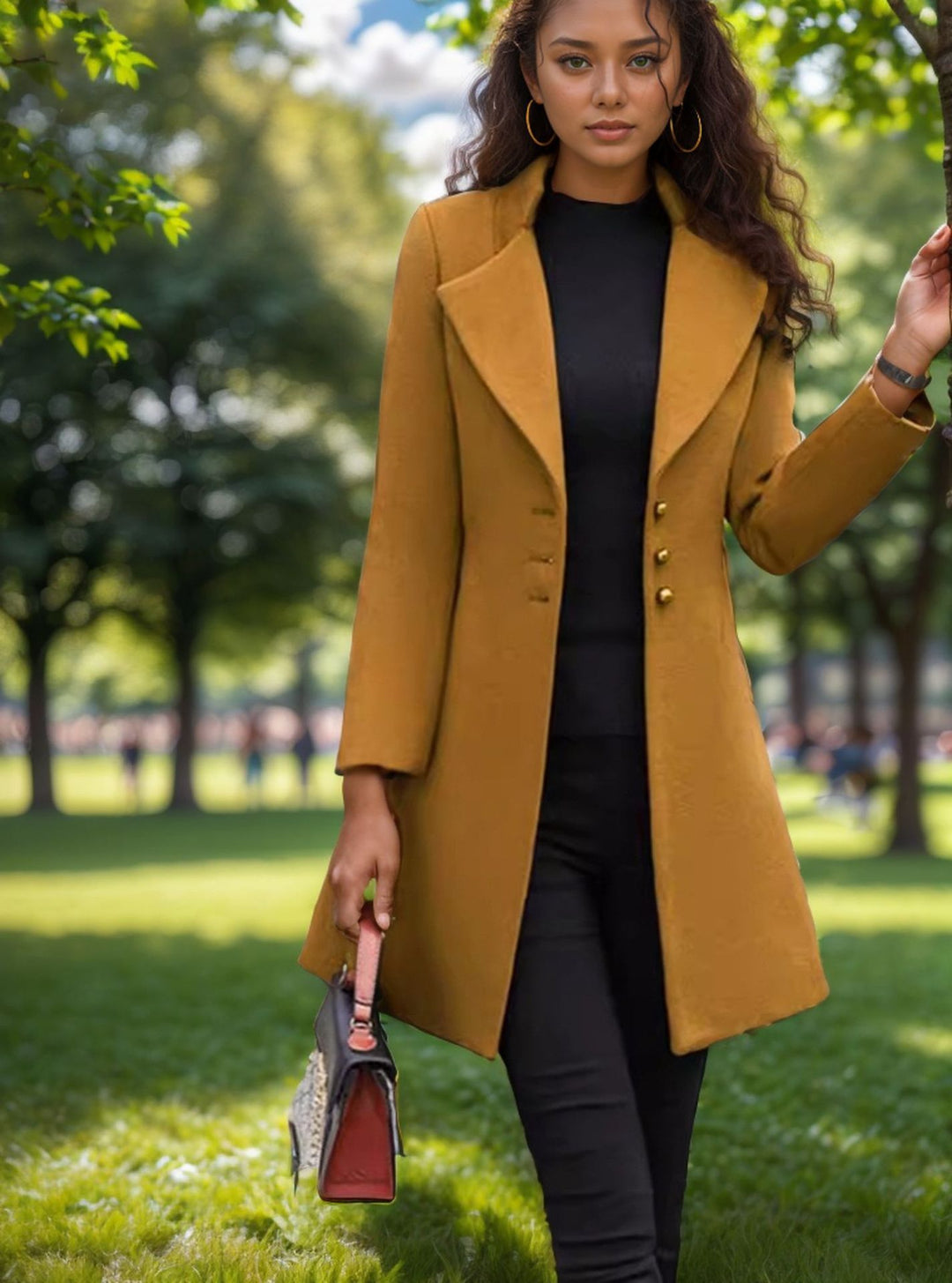 Elegant and fitted trench coat for women with textured fabric Amarae