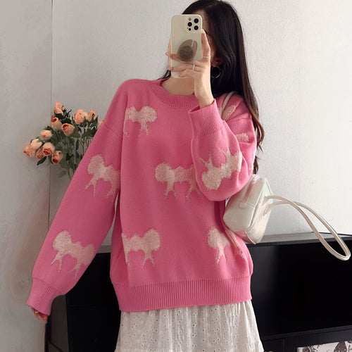Cozy knitted sweater for women with playful pattern Amarae