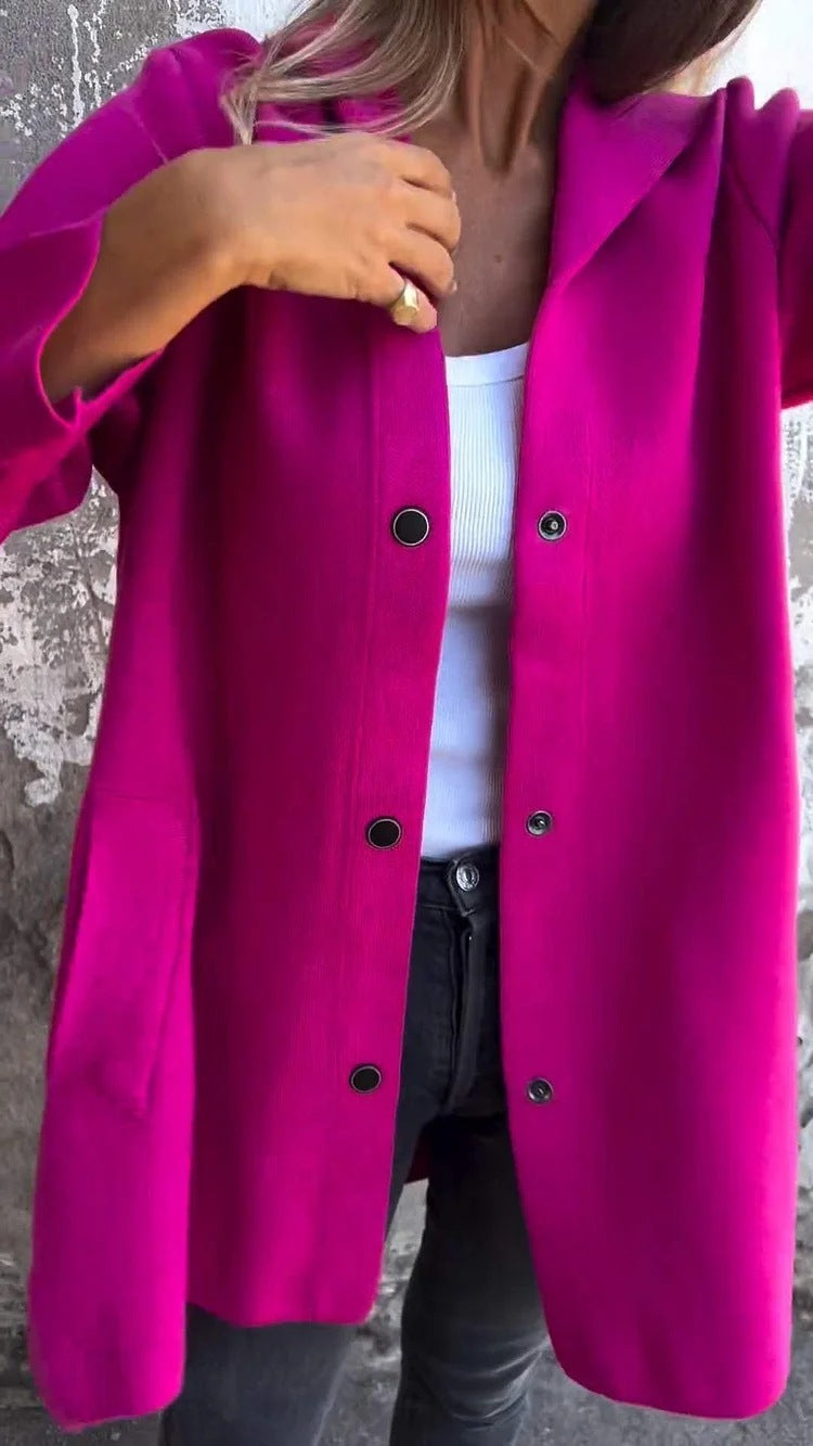 Women's Hoodie Coat with Snap Buttons and Oversized Silhouette Amarae