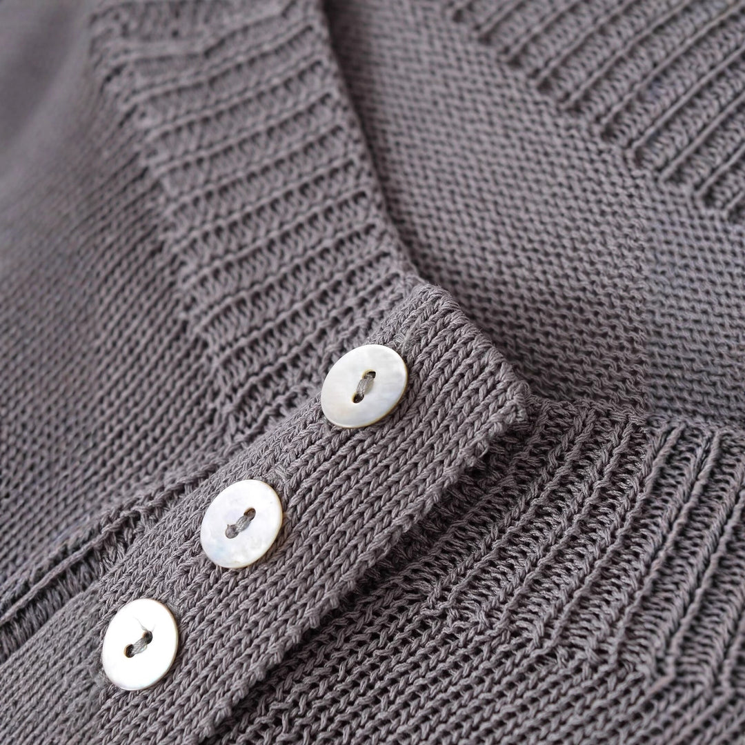 Casual knit pullover for women with button details and a wide round neck Lune London