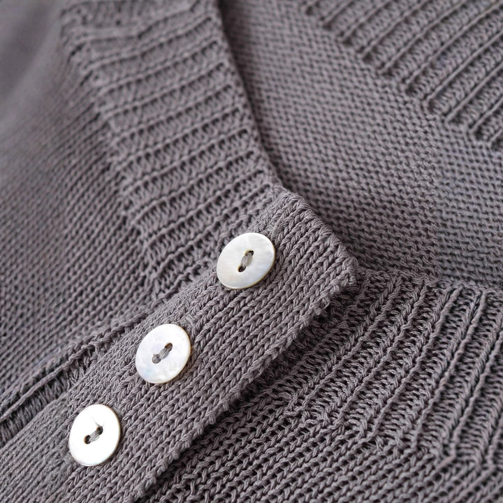 Casual knit pullover for women with button details and a wide round neck Lune London