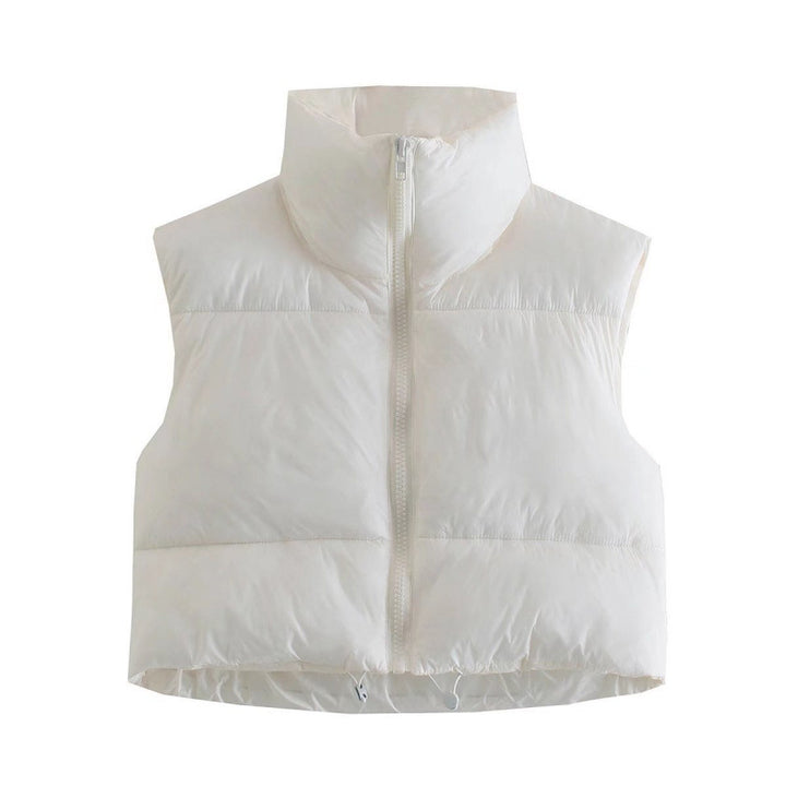 Quilted vest for women with high collar and practical pockets Lune London