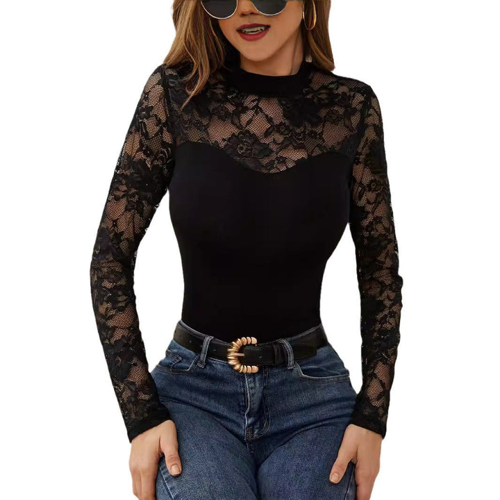 Women Elegant Long Sleeve Top with Romantic Lace Lune London