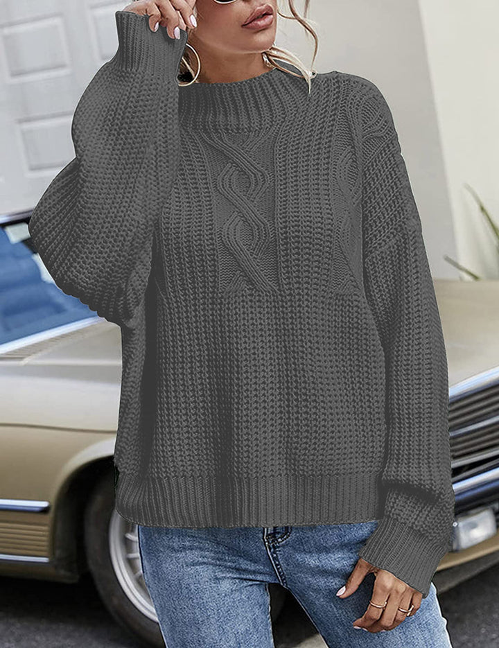 Chunky knit sweater for women with high collar and decorative raised pattern Lune Londonl
