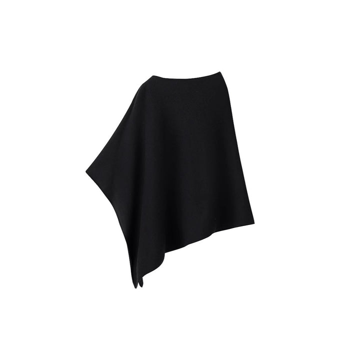 Ladies Asymmetric Fine Knit Poncho with Round Neck Amarae