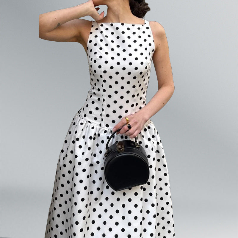 Robe Maxi Rétro Femme à Pois et Jupe Volumineuse Chic & Stil