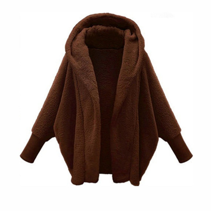 Women's Cozy Oversized Hoodie Cardigan made of Teddy Fleece with Bat Sleeves Amarae
