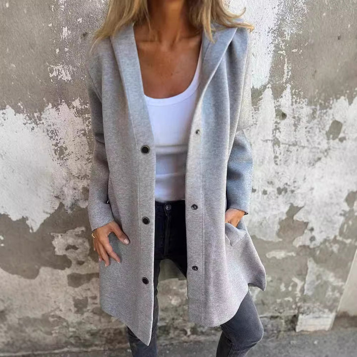Women's Hoodie Coat with Snap Buttons and Oversized Silhouette Amarae