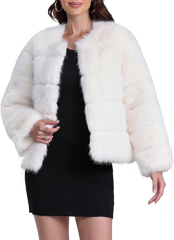 Faux fur jacket for women with structured cut and voluminous sleeves Lune London