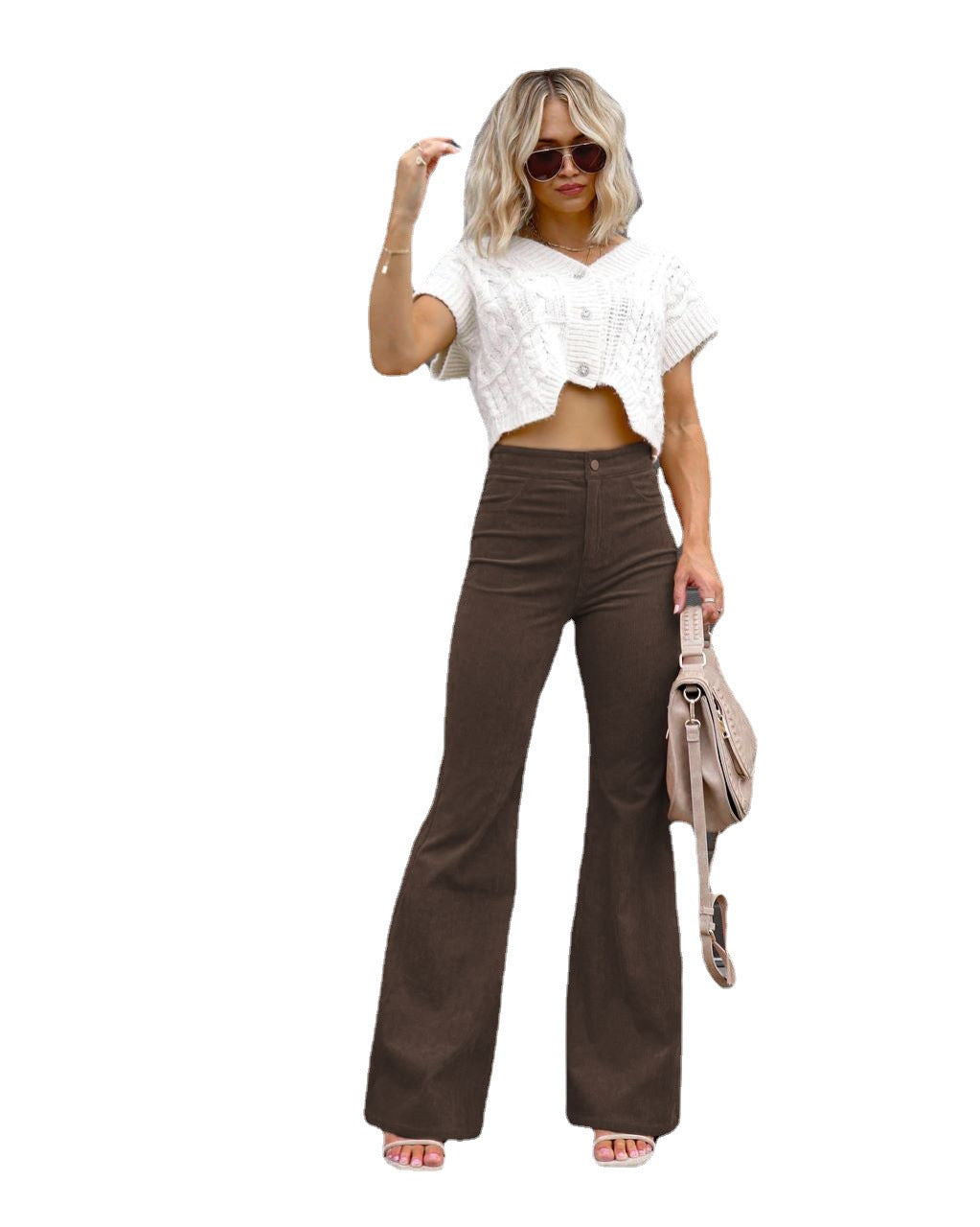 Ladies Fashion High Waist Flared Jeans Lune London