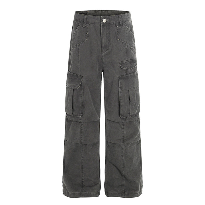 Women High-Waisted Utility Cargo Pants in Worn Look with Wide Leg Amarae