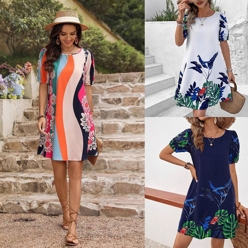 A-line dress for women with tropical print Lune London