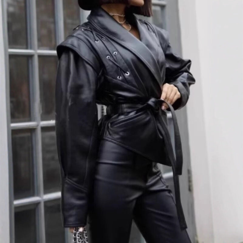 Designer leather blazer for women Lune London