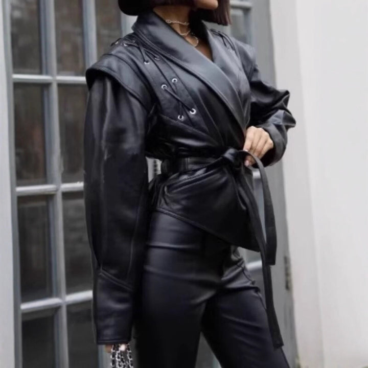Designer leather blazer for women Lune London