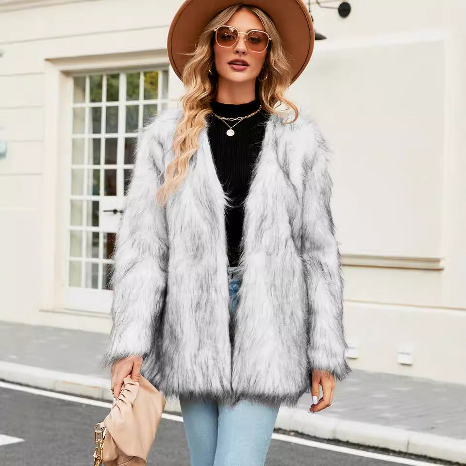 Ladies Chic and Stylish Faux Fur Jacket