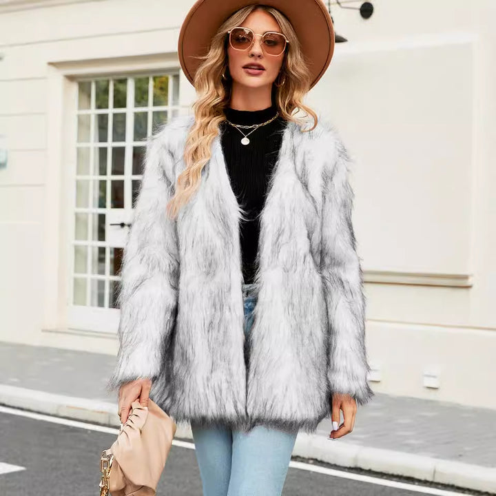 Ladies Chic and Stylish Faux Fur Jacket