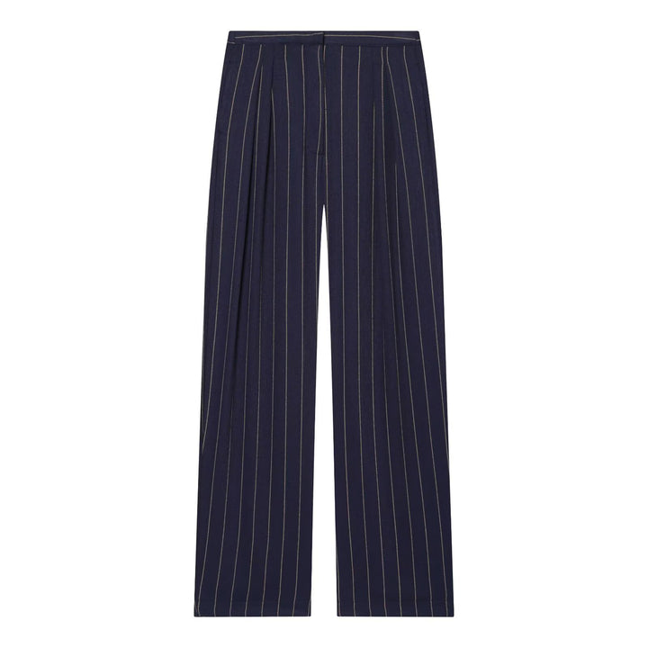 Women's Wide-Cut Pinstripe Trousers with High Waist and Crease Amarae