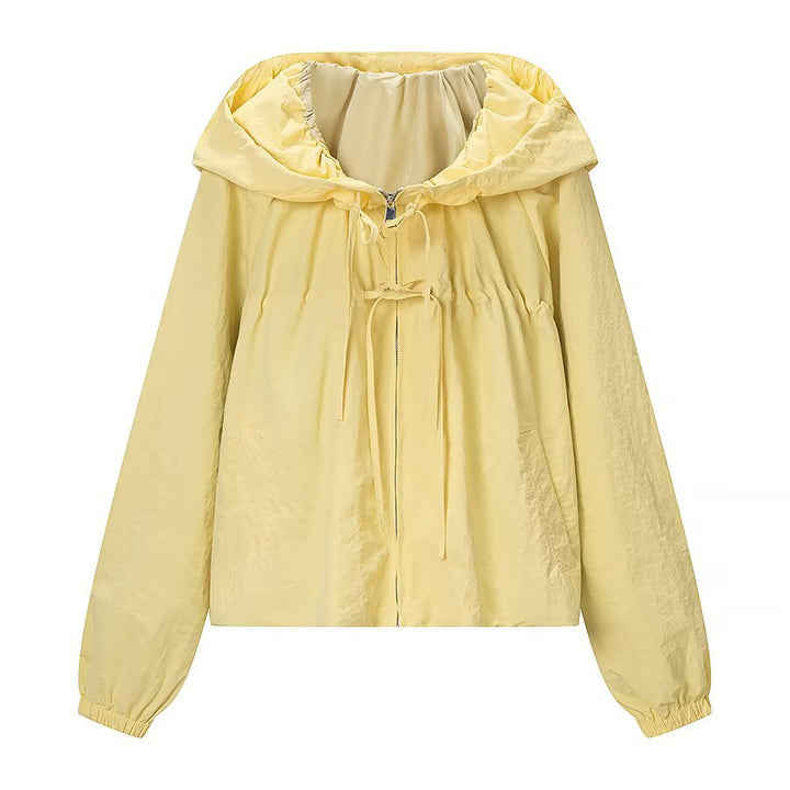 Women's Lightweight Hooded Windbreaker with Drawstring, Cropped Cut and Elastic Cuffs Amarae
