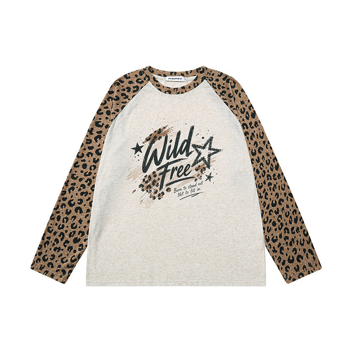 Women's Cotton Long Sleeve Shirt in Raglan Style with Leo Sleeves and Statement Front Print Amarae