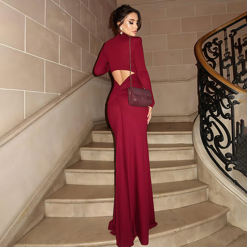 Elegant evening dresses for women with a high slit and a refined back Amarae