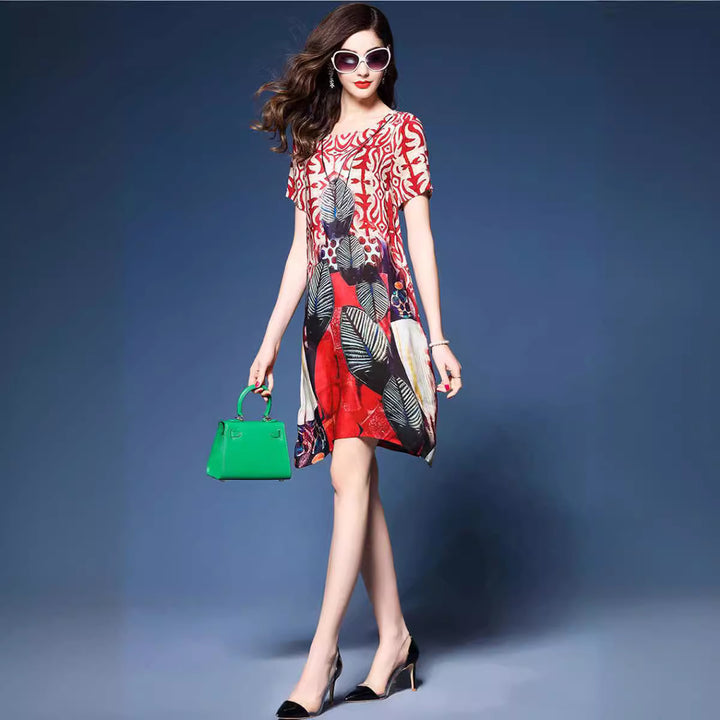 Lune London A-line dress with artistic print for women