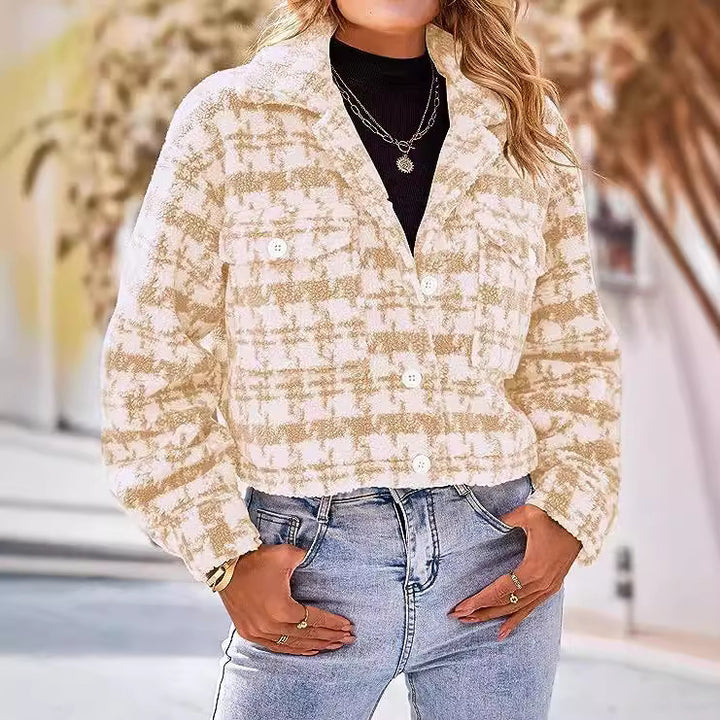 Ladies Cropped Checkered Jacket Amarae
