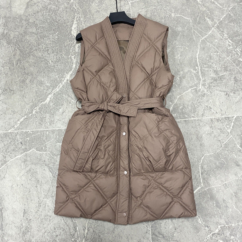 Quilted jackets for women with belt and high collar Lune London