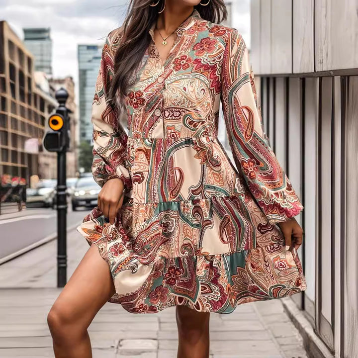 Women Midi Dress Paisley Print Bohemian Lune London