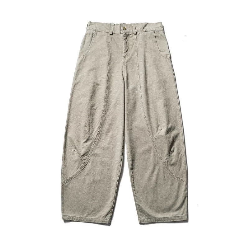 Men's Loose Workwear Pants with Elastic Waistband and Curved Seam Panels Amarae