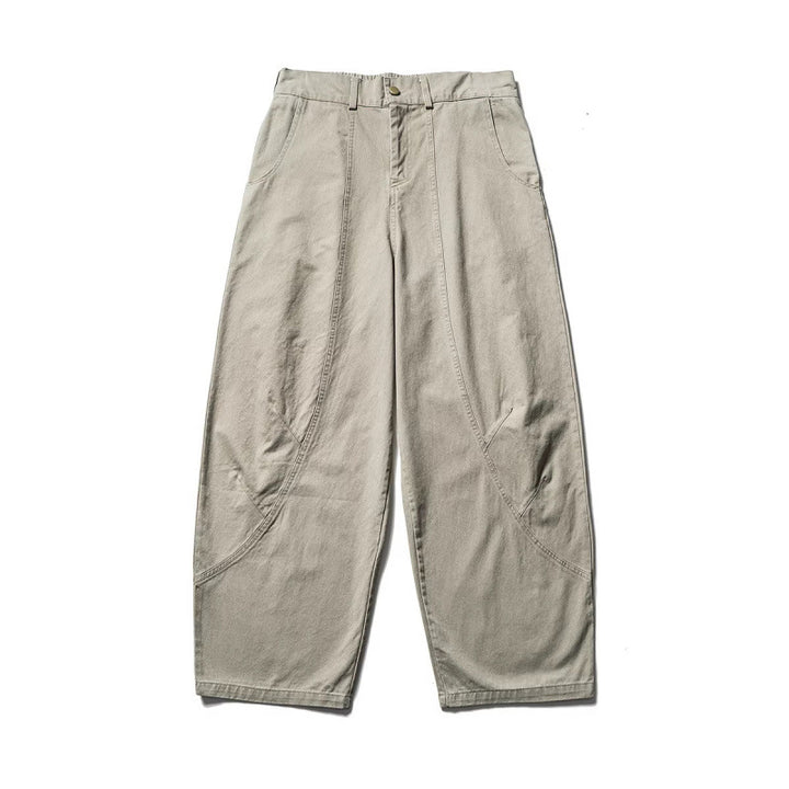Men's Loose Workwear Pants with Elastic Waistband and Curved Seam Panels Amarae