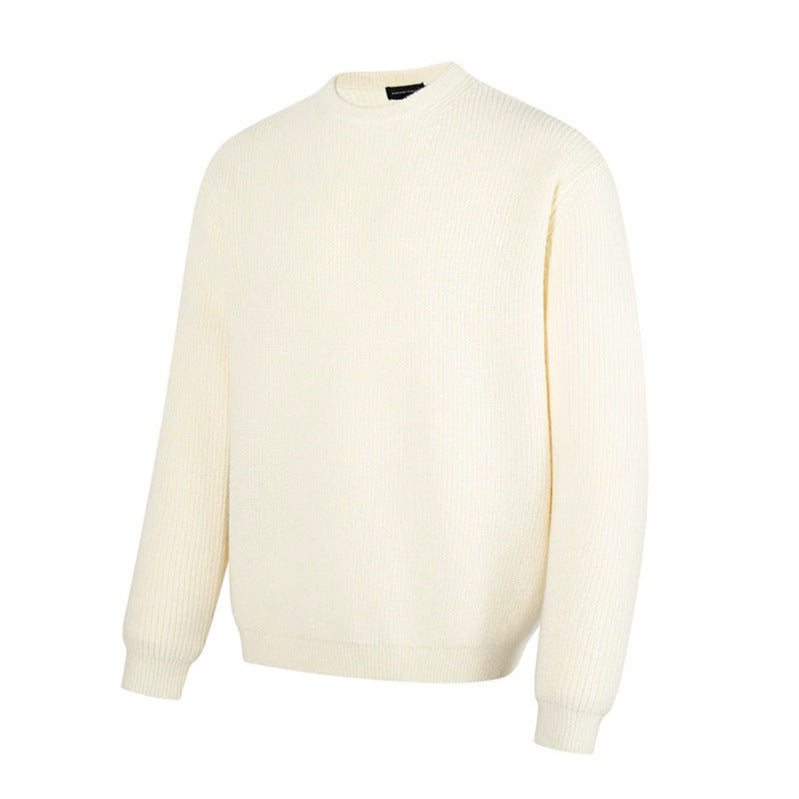 Men's fine knit sweater with round neckline and ribbed textured knit Amarae