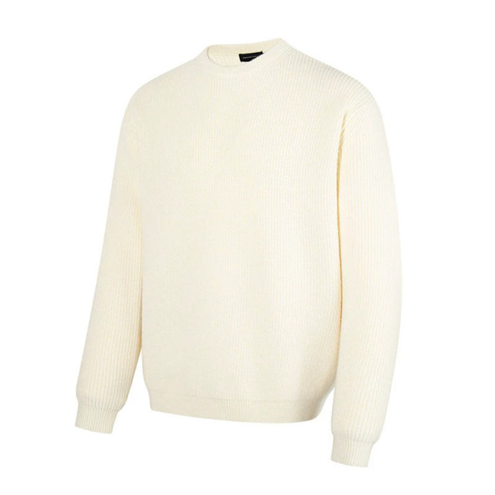 Men's fine knit sweater with round neckline and ribbed textured knit Amarae