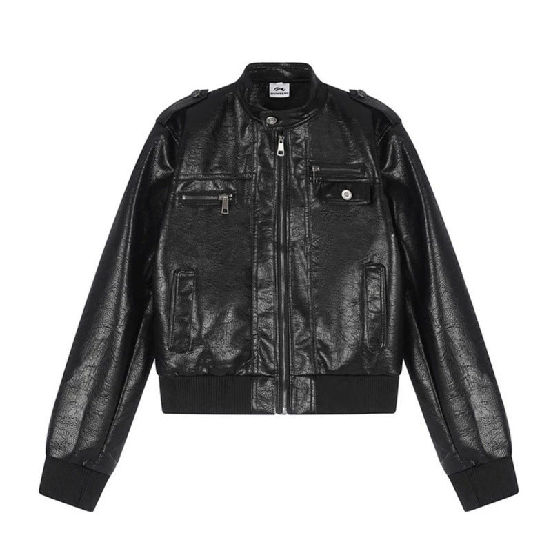 Men's Leather Look Bomber Jacket Amarae