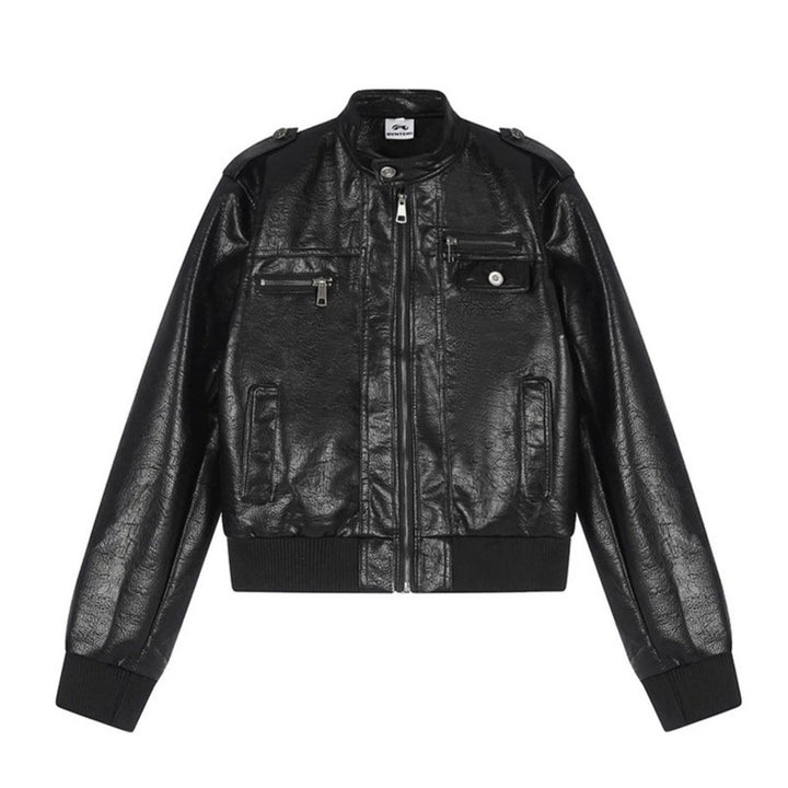 Men's Leather Look Bomber Jacket Amarae