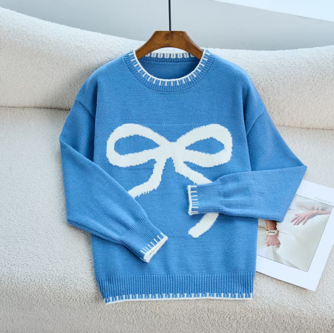 Ladies Comfortable sweater and sweatshirt with bow pattern and comfortable sleeves Lune London