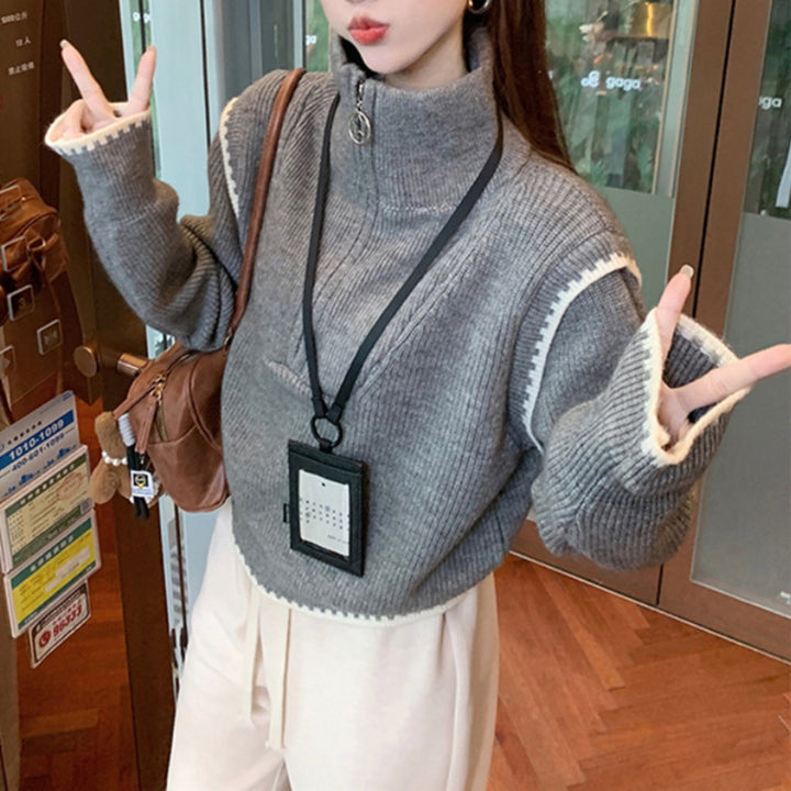 Women's sweater with high collar and oversized sleeves Lune London