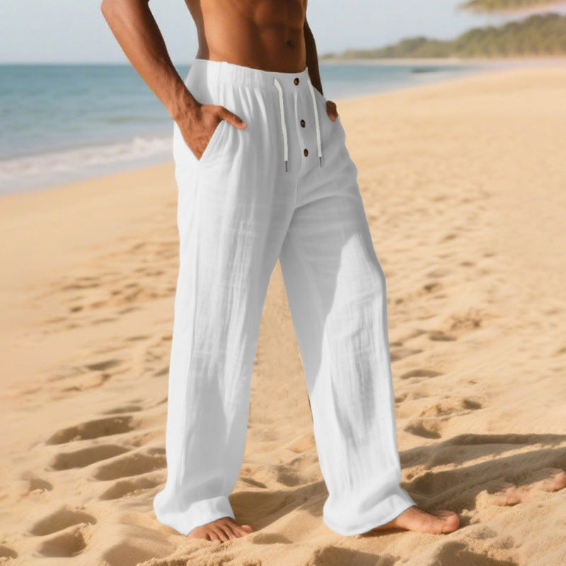 Comfortable summer leisure pants for men with elastic waistband and modern button details Lune London