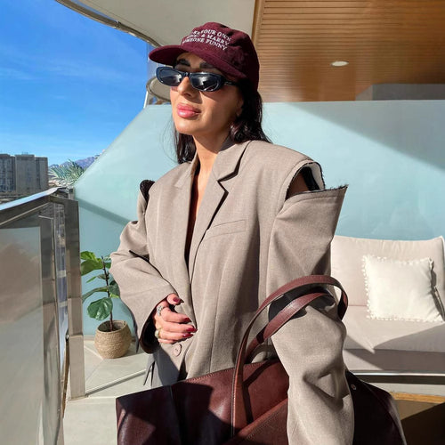 Oversized blazer for women with structured sleeve parts Amarae