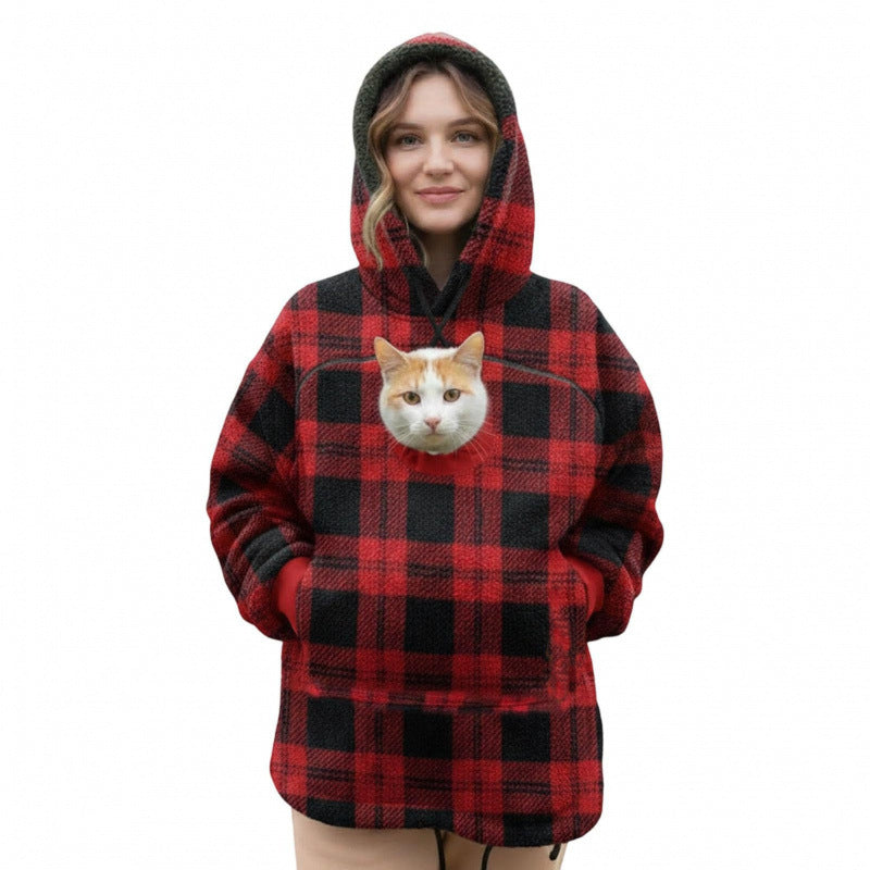 Women’s hoodie with integrated cat cave and extra soft fleece Amarae