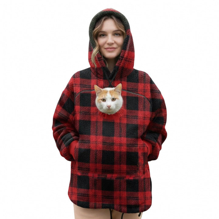 Women’s hoodie with integrated cat cave and extra soft fleece Amarae