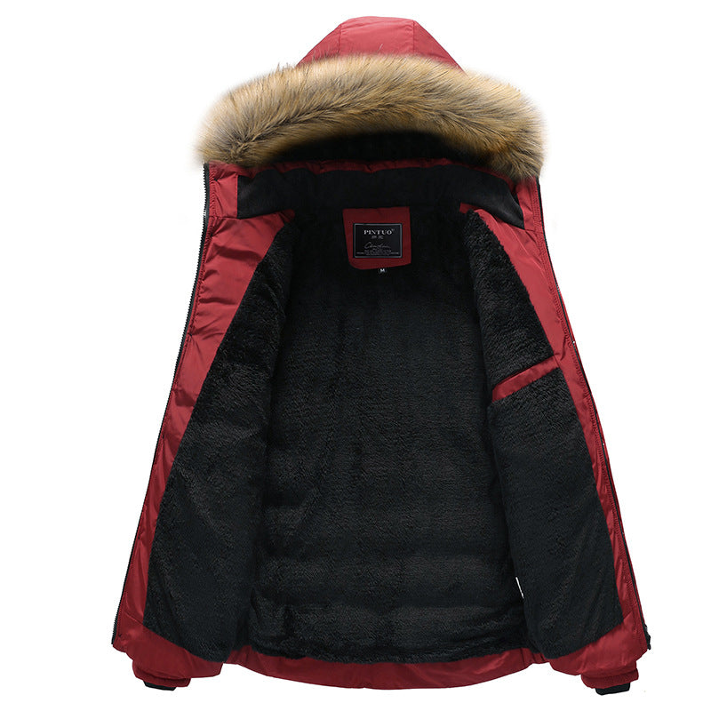 Men's quilted parka with teddy lining, hood with faux fur trim and hidden chest pocket Amarae