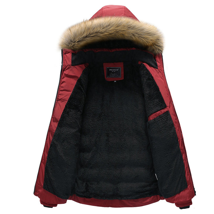 Men's quilted parka with teddy lining, hood with faux fur trim and hidden chest pocket Amarae