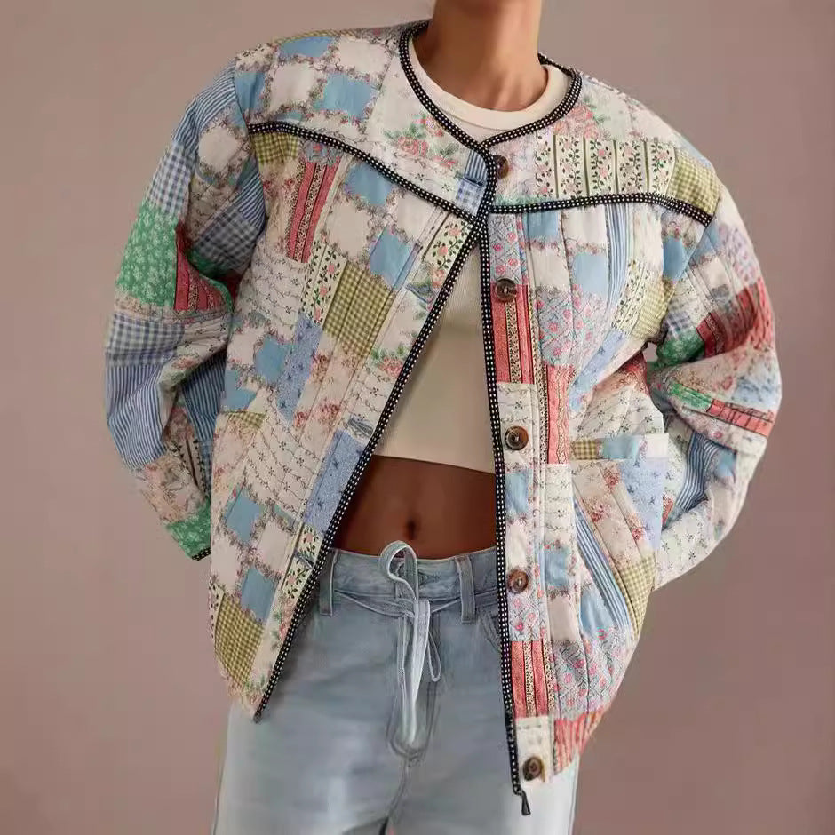 Ladies Quilted Bomber Jacket Patchwork Lune London
