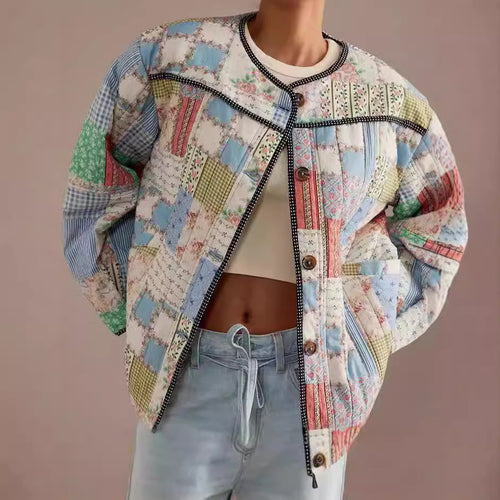 Ladies Quilted Bomber Jacket Patchwork Amarae