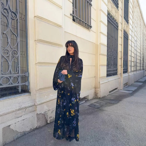 Maxi dress for women with elegant high neck and floral design Amarae