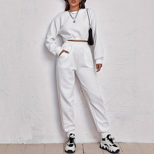 Ensemble décontracté pour femmes avec design matelassé et taille élastique Chic & Stil